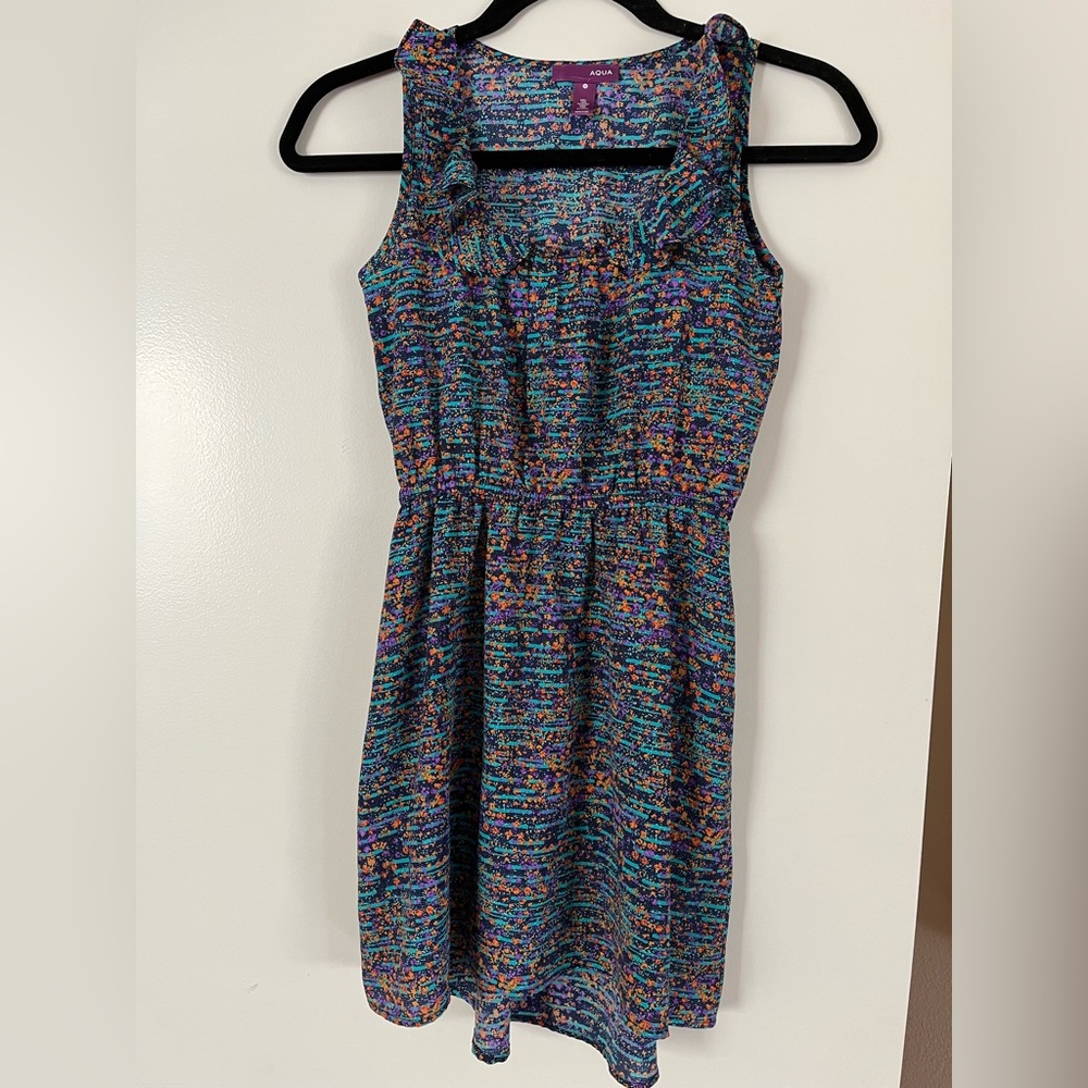 ❤️ Aqua Sleeveless Dress with Tiny Floral Print - Size Medium